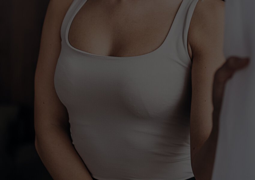 Manchester Breast Augmentation model in a top